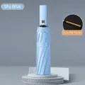 Sky blue compact folding sun umbrella with double keel frame reinforcement - Sky Blue