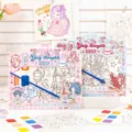 DIY watercolor coloring book set with cute anime illustrations, paint brushes and cards included. - Girl's Worries