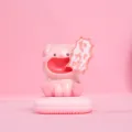 Close-up of cute pink pig resin aromatherapy box with Work Hard speech bubble detail - Hardworking Pig / Pink