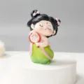 Élégante figurine en résine de fille de style chinois ancien avec éventail lotus - Rêve de Nuit du Palais Tang - Lianqu / Figurines décoratives