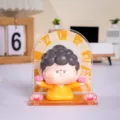 Schattig mini Boeddhabeeldje op bureau met creatieve achtergrond van acryl en lotus - Kleine Boeddha C (Bewaker van het Zuivere Land) / Decorative Figurines / Geel