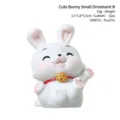 Süße weiße Hasenfigur aus Harz Dekoration 53g - 8010 Stil mit geschlossenen Augen / Mini / Kleiner Hase B