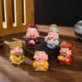 Set of 5 cartoon Chinese God of Wealth and Buddha figurines for lucky home decor - Full Collection Set
