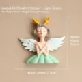 Light green resin angel girl switch sticker, decorative 3D wall ornament, 7.8x7.5cm size - Height approx 7.8CM Width approx 7.5CM / Cyan Anticipating