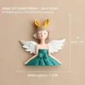 Resin angel girl switch sticker in dark green with white wings - Height approx 7.8CM Width approx 7.5CM / Dark Green Listening