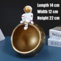 Figura decorativa nórdica de astronauta sentado en luna dorada resina para hogar - Astronauta de Almacenamiento Luna (Oro)
