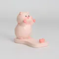 Support de téléphone mignon en résine cochon rose avec détail cœur pour bureau - Cochon Chanceux