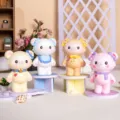 Lot de quatre figurines d'ours en résine créatives pour une décoration mignonne de maison - Lot de 4 Ours Crème