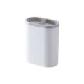 Dual compartment plastic pen holder for desktop stationery storage and office organization. - Off White