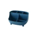 Blauer multifunktionaler Schreibtisch Organizer Stiftehalter mit Fächern und kleinen Füßen. - Tintenblau