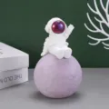 Cute astronaut sitting on purple moon lamp, creative resin decorative bedside night light. - Romantic Planet Style A (51) / L