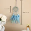 Attrape-rêves suspendu pour voiture avec plumes bleues et perles en pierre, idéal pendentif déco. - Gris Ardoise