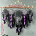 Ensemble de decoration murale attrape-reves noir et violet fait main avec lumieres 100x75cm - Lot de 5 Violet