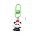 Cute cartoon panda keychain bag charm with green metal clasp and red hat pendant. - Little Red Riding Hood