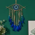 Handgemachter böser Blick Traumfänger Wandbehang, Boho Wohnkultur für Schlafzimmer Zimmer. - Blau