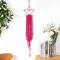 Handgemachte gewebte Baumwollseil Stern Wandbehang Makramee böhmischen Stil Wandteppiche. - Sternstil / Fuchsia