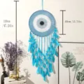 Attrape-rêves plume mauvais œil bleu tenture murale pour chambre salon décoration maison 120cm - Bleu (Grand)