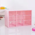 Boîte de rangement rose à 9 grilles pour bureau, organiseur de papeterie et maquillage mignon. - Boîte de rangement rose à 9 compartiments