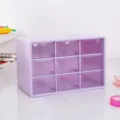 Boîte de rangement de bureau à 9 tiroirs en violet clair, organisateur anti-poussière. - Boîte de rangement violette à 9 compartiments
