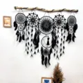 Attrape reve noir mural ensemble de 5 pieces boho decoration chambre grand ornement chic - Noir A