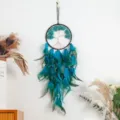 Attrape-rêves arbre de vie turquoise fait main avec des plumes bleues pour mur. - Arbre de Vie Bleu / Bleu