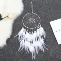 Attrape-rêves suspendu à plumes blanches, décoration murale de style bohème pour la chambre. - 20cm / Blanc