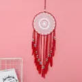 Attrape-rêves rouge et blanc tenture murale décoration artisanat de chambre fait main - Rouge