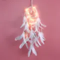 Atrapasueños blanco hecho a mano con luces LED cálidas, decoración colgante perfecta. - Con Luz LED / Blanco