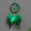 Attrape-rêves vert suspendu, décoration murale artisanale en plumes pour voiture maison. - Vert