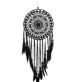 Attrape-rêves noir fait main avec plumes, décoration murale bohème pour chambre intérieure. - Noir