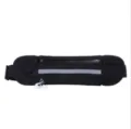 Black running waist bag waterproof sports belt with reflective strip for outdoor marathon sports - Black