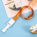 Cordino arancione da collo con chiusura di sicurezza in plastica bianca per porta badge. - Arancione (con cordino)