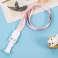 Laccetto rosa con fibbia in plastica bianca per porta badge e tessere scolastiche variante - Rosa (con cordino)