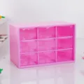 Boite de rangement de bureau rose a 9 grilles pour cosmetiques bijoux et papeterie etudiant - Boîte de rangement rose rouge à 9 compartiments