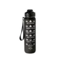 Bouteille d'eau de motivation noire avec repere de temps grande tasse de sport en plastique - 1000ml / Noir