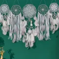 5-piece dream catcher set white lace feather wall hanging home bedroom decoration craft - Gray