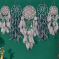 5-piece dream catcher set, purple grey feather wall hanging decor for bedroom and kids room. - Grey Pink Woven 5-Piece Set
