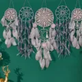 Five piece dream catcher feather wind chime wall hanging for bedroom living room decor - Rainbow