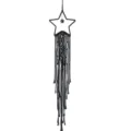 Suspension murale macrame etoile noire tapisserie tissee boheme pour decoration interieure. - Tapisserie pentagramme noire
