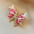 Elegant butterfly-shaped brooch featuring sparkling pink and clear crystals for suits - Pink Butterfly