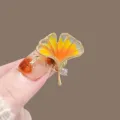 Exquisite ginkgo leaf brooch with orange enamel and crystal detail for women's wear - Ginkgo Leaf (241#)