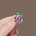 Elegant grape-shaped brooch with purple and pink crystals for cute outfit styling - Grape (296#)