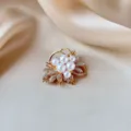 Elegant gold tone faux pearl rhinestone insect brooch for women chic fashion accessory gift - Gold Pearl Flowers