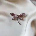 Crystal Dragonfly Brooch Silver Tone Pink Rhinestone Elegant Women Fashion Jewelry Gift - Purple Dragonfly