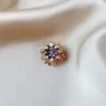 Exquisite crystal insect brooch, elegant gold tone metal with purple and clear stones for women style. - White Purple