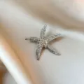 Sparkling silver starfish brooch with rhinestones on silk background elegant women gift - Starfish Style (898) / Silver With White Zirconia
