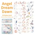 Kawaii cartoon pigeon stickers for journaling and DIY craft projects, set of 50 unique pieces - Angel's Dream / 50 Pieces/Pack