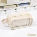 Astuccio trasparente multistrato di grande capacità per cancelleria in bianco crema - Bianco avorio