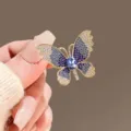 Exquisite blue and white rhinestone butterfly brooch detail, premium gold-plated metal finish. - Blue Butterfly / Blue