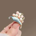 Elegant pearl enamel leaf brooch pin, vintage floral coat accessory for women chic style. - Tulip / Blue